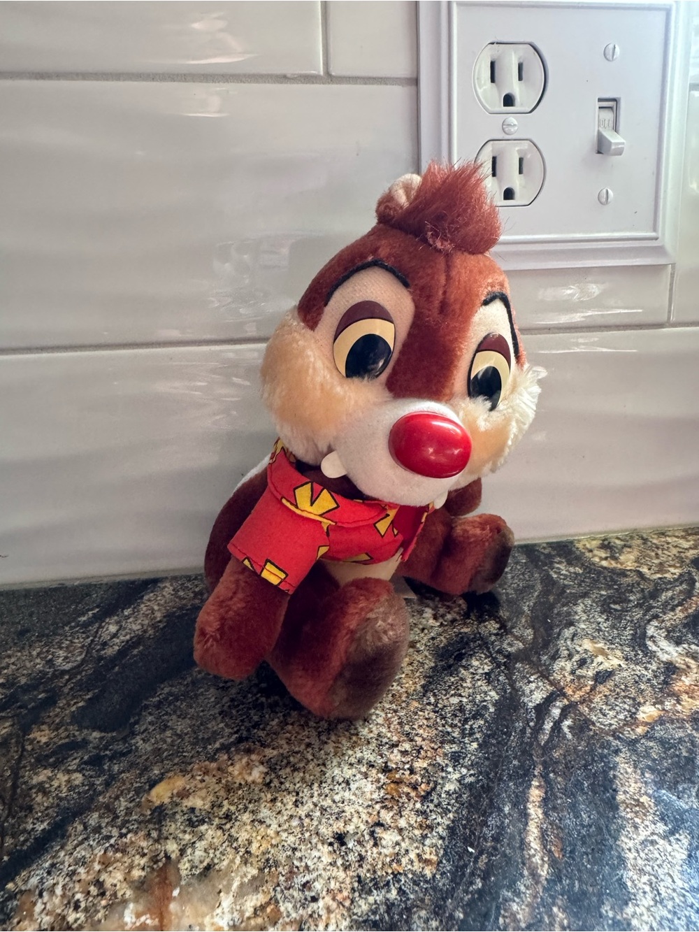 Disney Chip and Dale Chipmunk Plush with Red Nose and Red Shirt
